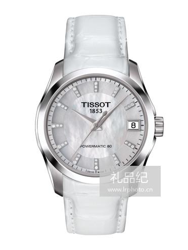 Tissot  天梭库图系列皮带80机芯机械女表T0352071611600