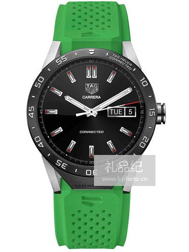 泰格豪雅TAG Heuer Connected绿色橡胶表带款智能